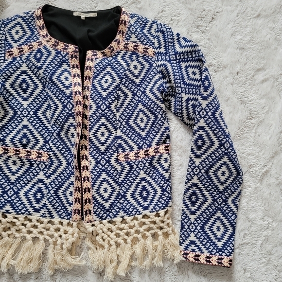 Tularosa Santa Fe Fringe Jacket in Diamondback Blue Cream Size XS - Picture 7 of 14